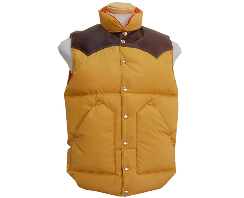 WAREHOUSEウエアハウスご予約受付中・・・ご予約開始【Rockymountain×Warehouse】NylonDownvest(イエロー・Dブラウンレザーヨーク/オレンジライナー)【smtb-k】【kb】