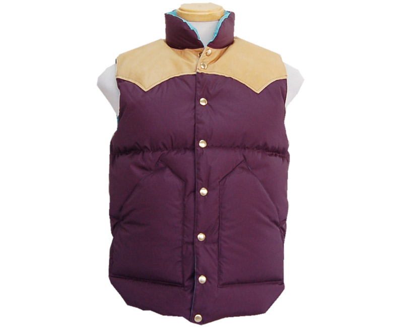 WAREHOUSEウエアハウスご予約受付中・・・ご予約開始【Rockymountain×Warehouse】NylonDownvest(プラム・タンレザーヨーク/ミントライナー)【smtb-k】【kb】