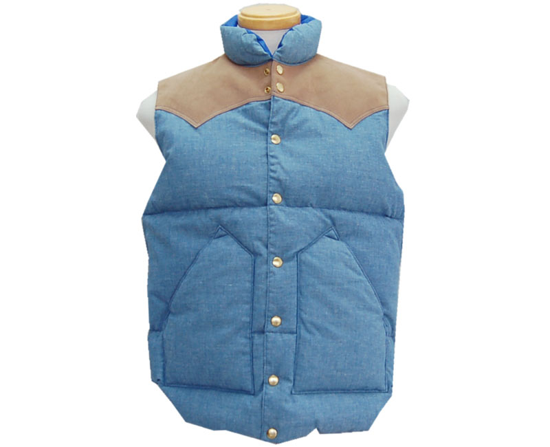 WAREHOUSEウエアハウスアウター【ROCKYMOUNTAIN×WAREHOUSE】CHAMBRAYDOWNVEST【smtb-k】【kb】